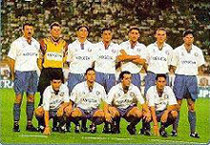 in 1995 Hajduk won all national titles possible to be won whereas in the new-founded Champions League they reached the quarterfinals ( Zoran Vulic, Tonci Gabric, Stipe Andrijasevic, Mirsad Hibic, Igor Stimac, Ivica Mornar, Aljosa Asanovic, Darko Butorovic, Mario Mestrovic, Miki Rapaic and Sasa Person )